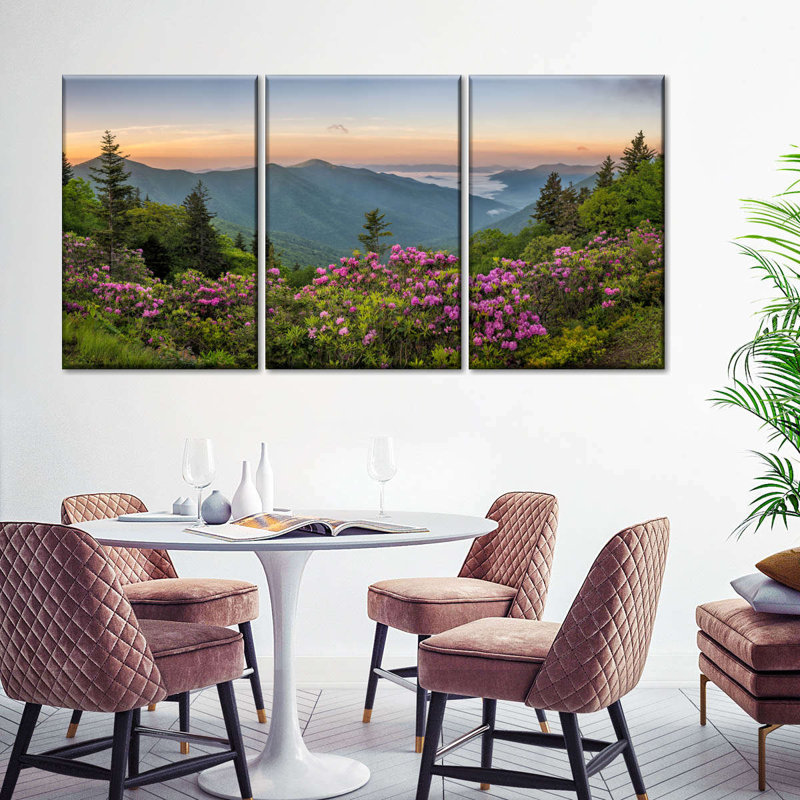 Ensemble de 3 pièces vue sur toile Blue Ridge Mountains, H 12 po x l 26 po x P 1 po