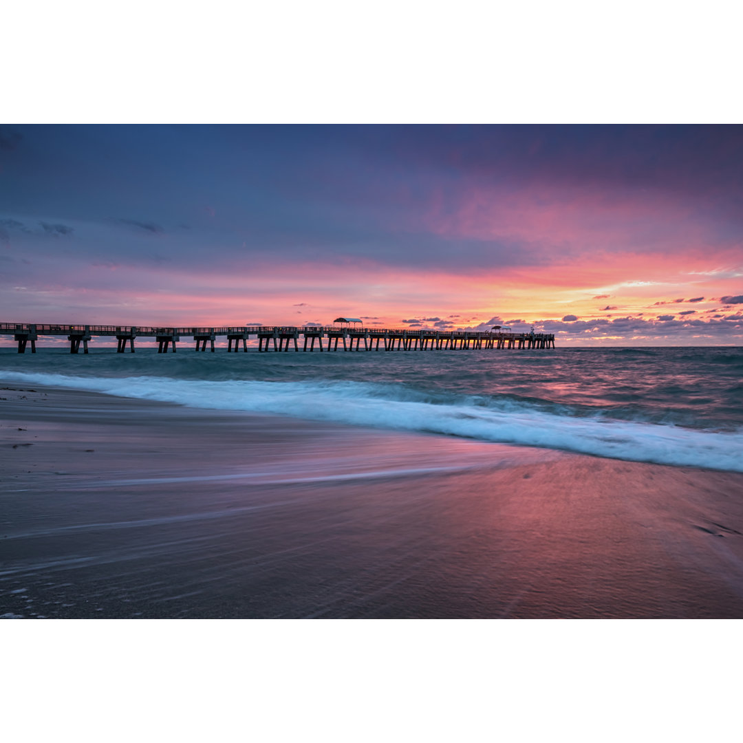 Sunrise Over The Pier by Aaron Tindall - Wrapped Canvas Print
