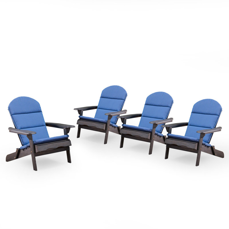 Chaise Adirondack pliante en bois massif Matthias, Gris foncé / bleu marine