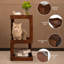 Table d'appoint en bois massif, petite table de bout à 3 niveaux, table d'appoint brune 100% pin, plateau en acrylique cannelé, style rétro géométrique, table de bout MCM, rangement ouvert, pour salon, canapé, chambre à coucher, étroit