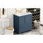 Armoire de salle de bain 30 po avec lavabo en céramique, poignées dorées au design moderne. Structure en bois massif de couleur bleue. Rangement spacieux, meuble-lavabo à assemblage pratique, rangement abondant. Rapide et facile