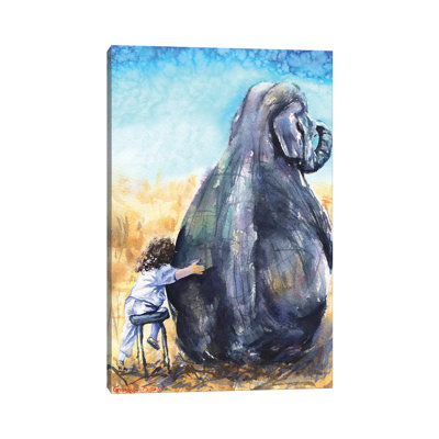 Child With Elephant by George Dyachenko - Wrapped Canvas Gallery-Wrapped Canvas Giclée