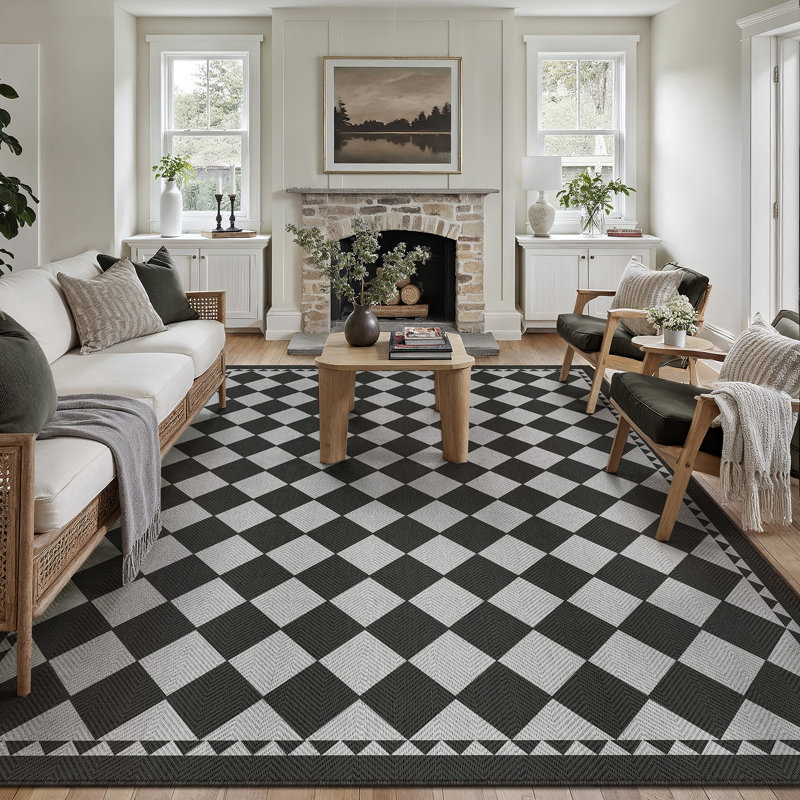  Tapis intérieur / extérieur Geovia, Black/Grey, Rectangle 8' x 10'