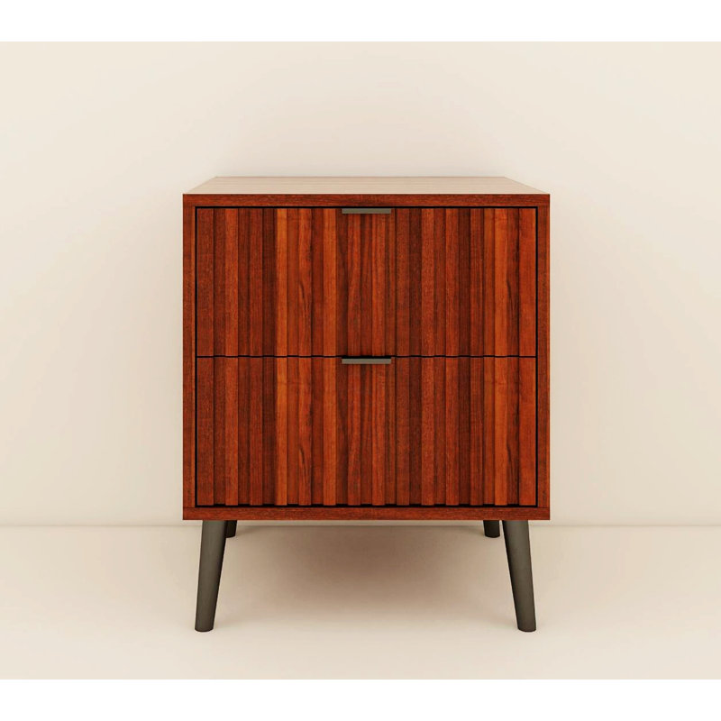 Table de chevet en bois avec 2 tiroirs