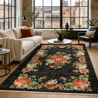 Oriental Cotton and Chenille Flatweave Area Rug