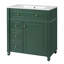 Meuble-lavabo moderne avec lavabo en céramique et armoires de rangement à deux niveaux-2138418227