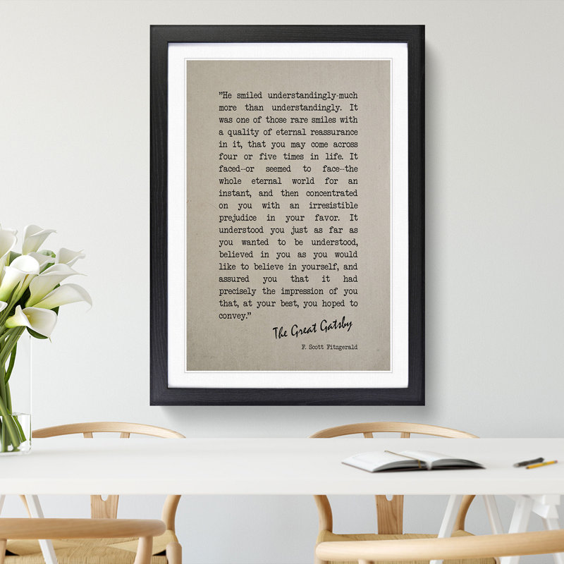 Great Gatsby Quote F. Scott Fitzgerald - Picture Frame Typography, 36cm H x 27cm W x 2cm D, Black Framed