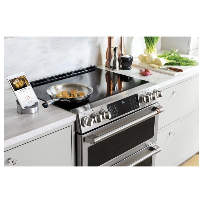 Café 30" 5.7 cu. ft. Slide-in Electric Range with Induction Cooktop, Stainless Steel