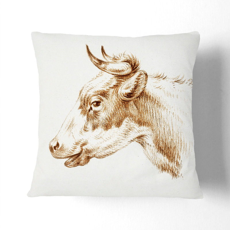Illustration of a Cow by Jean Bernard Cushion with Filling, 40cm H x 40cm W x 15cm D