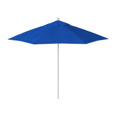 9 Foot Grey Woodgrain Aluminum Commercial Market Patio Umbrella Fiberglass Ribs And Push Lift In  Gray White Cabana Olefin