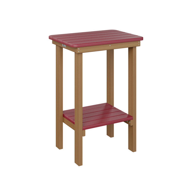 Berlin Gardens Rectangular End Counter Table, Scarlet Red, Natural Teak