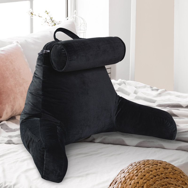  Housse et insert pour coussin télé / lecture avec traversin / dossier, Noir