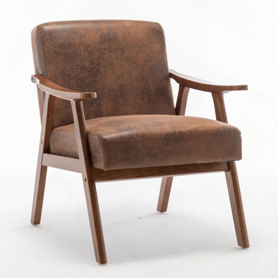 Accent Chair With Microfiber Upholstery And Solid Wood Frame, Classic Modern Living Room Furniture For Extra Seating