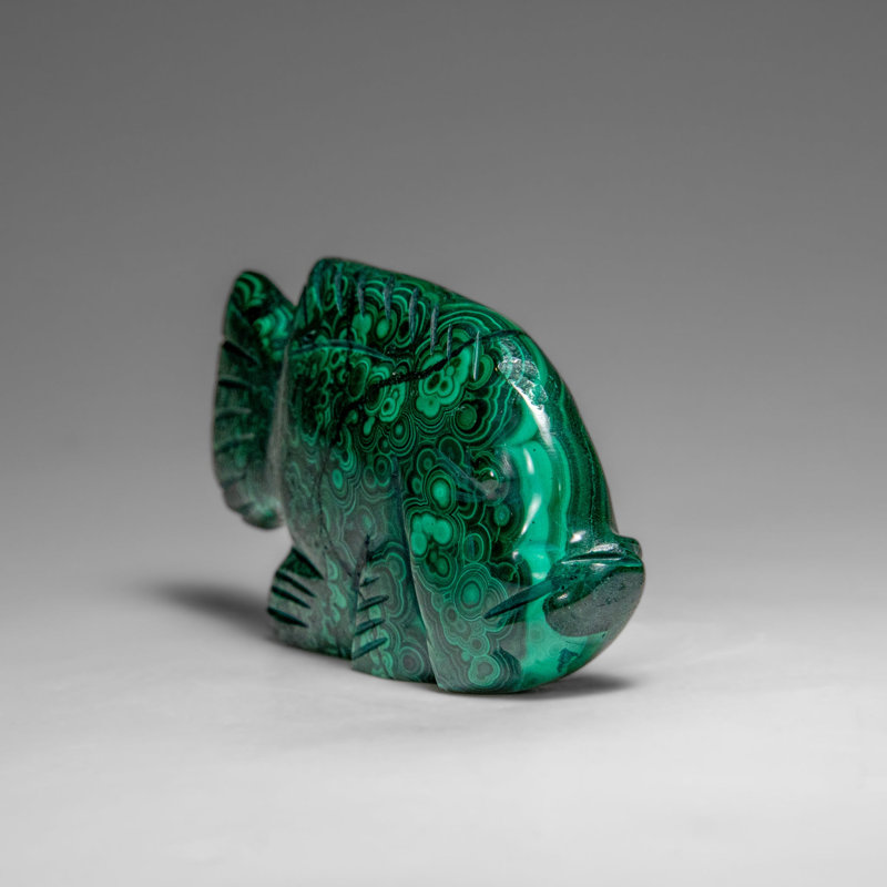 Genuine Polished Malachite Fish Carving (185 Grams)