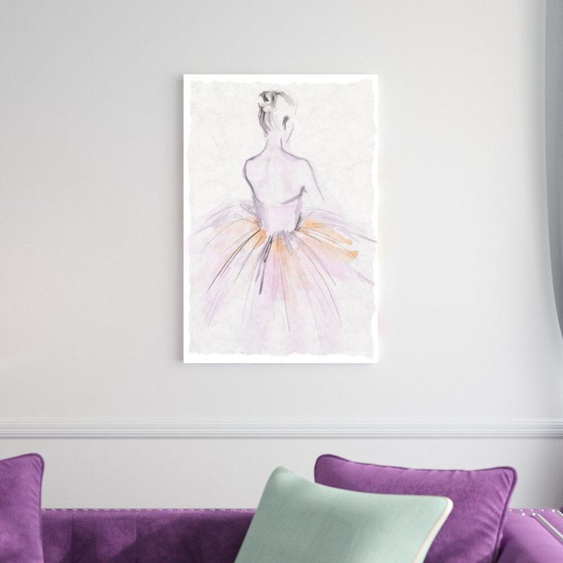 «Watercolor Ballerina II» par Jennifer Paxton Parker - reproduction d'art sur toile tendue, H 30 po x l 20 po