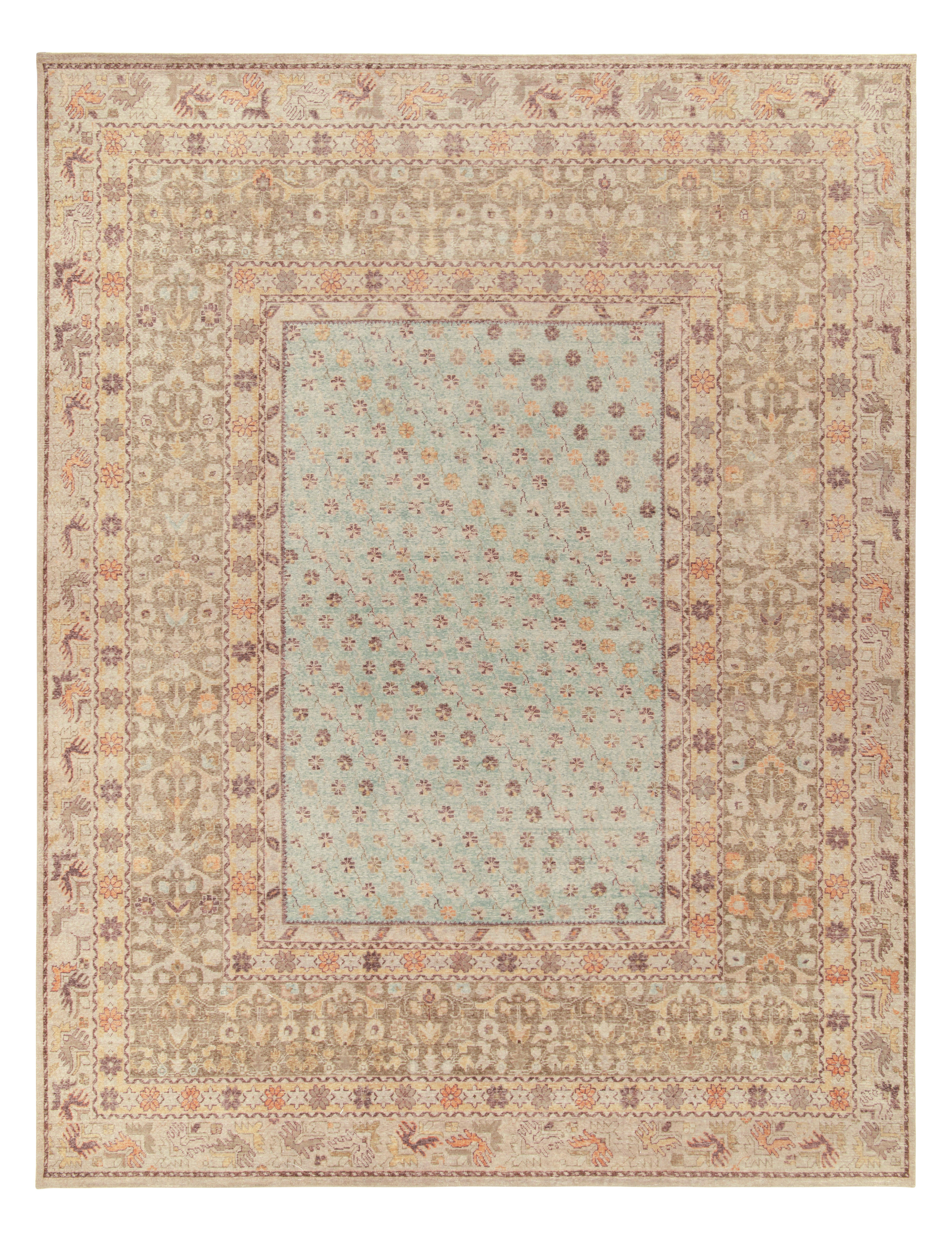 Homage Rug Rug & Kilim Homage Distressed Style Rug in Blue/Beige/Brown/Purple ...