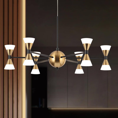 Neydi 12-Light Modern Linear Sputnik LED Chandelier with Cone Shade