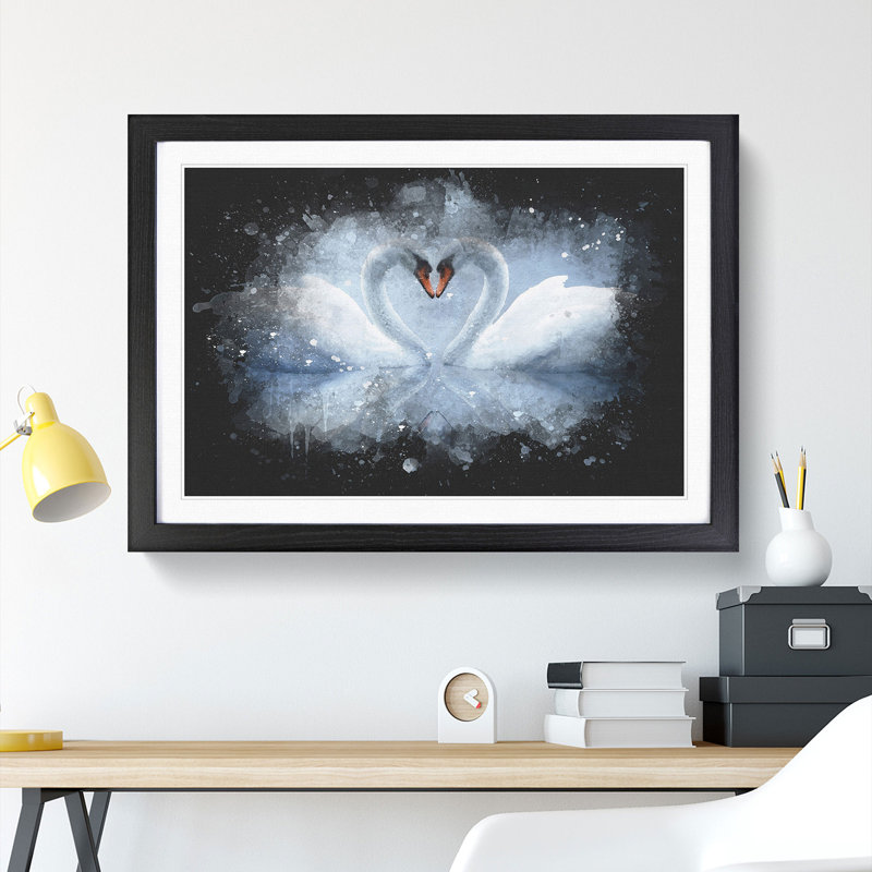 White Swan Vol.3 - Picture Frame Graphic Art, 36cm H x 48cm W x 2cm D, Black Framed