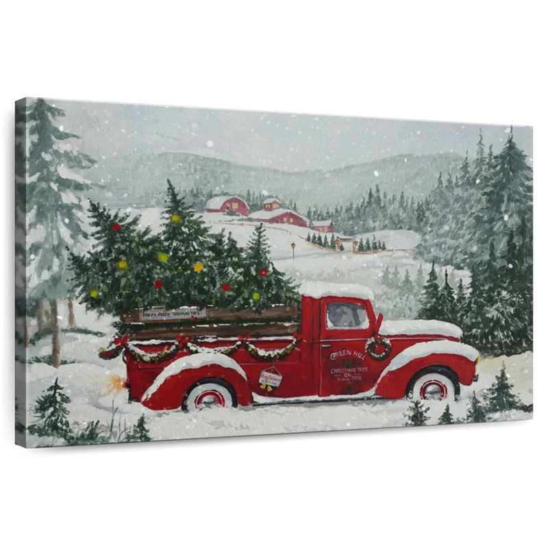 Camion rouge de Noël, H 20 po x l 30 po