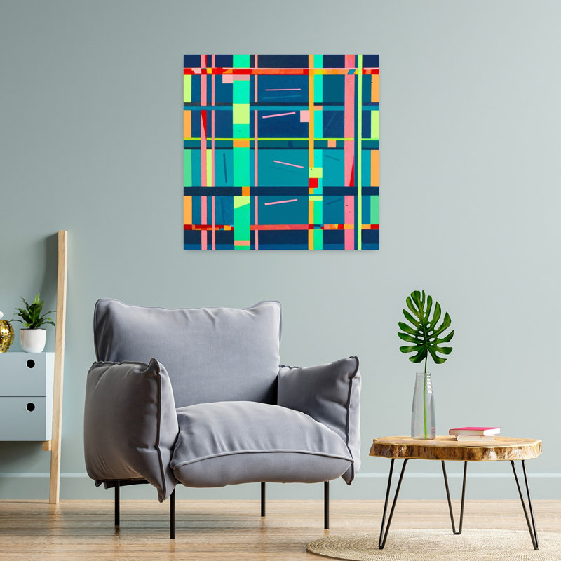 Art contemporain abstrait géométrique, H 24 po x l 24 po