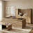 ELISE 87" Modern Home Office Furniture Set with Executive Desk, Filing Cabinet, Storage Cabinet & Coffee Table in Rustic Brown & Black