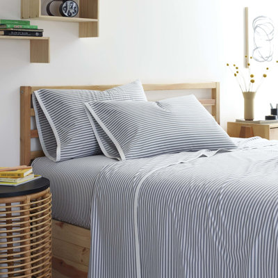 Martex Clean AF 200 Thread Count Striped 100% Cotton Percale Sheet Set