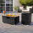 32" Propane Gas Fire Pit Table With Propane Tank Cover 2-Pieces, 50000 BTU Rectangular Steel Fire Pit With Beautiful Wicker Base For Outside Garden-Dark Gray-1215497045