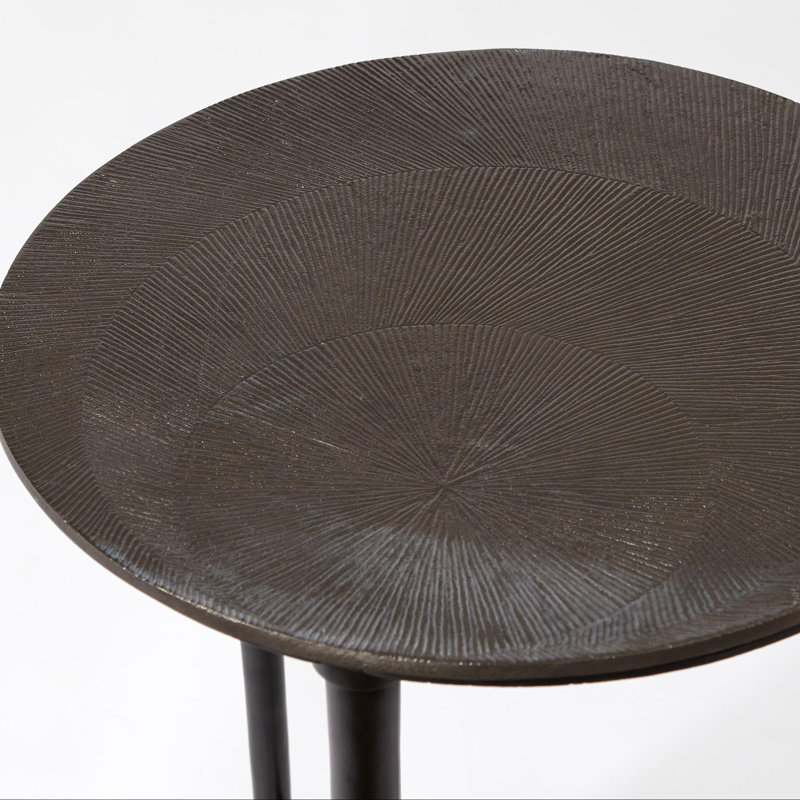 Circle Etched Accent Table, Black