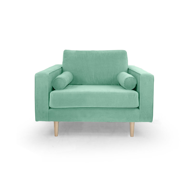 Boubacar 105cm Velvet Recessed Arm Accent Chairs, Lichen