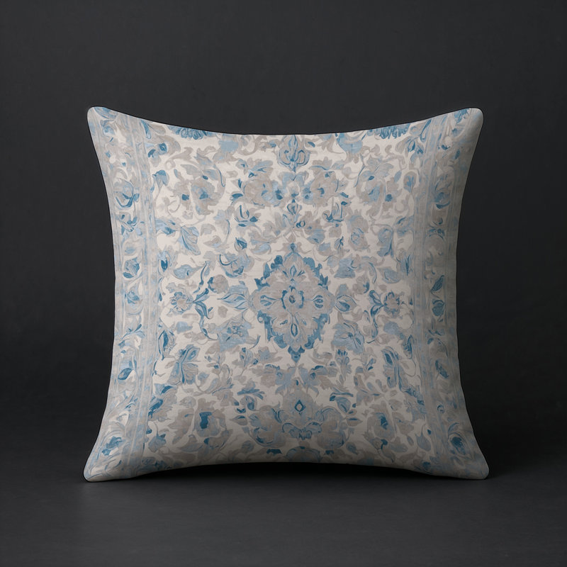 Coussin décoratif intérieur / extérieur gris Modern Modern, Carré 20 po, Gris / abstrait denim