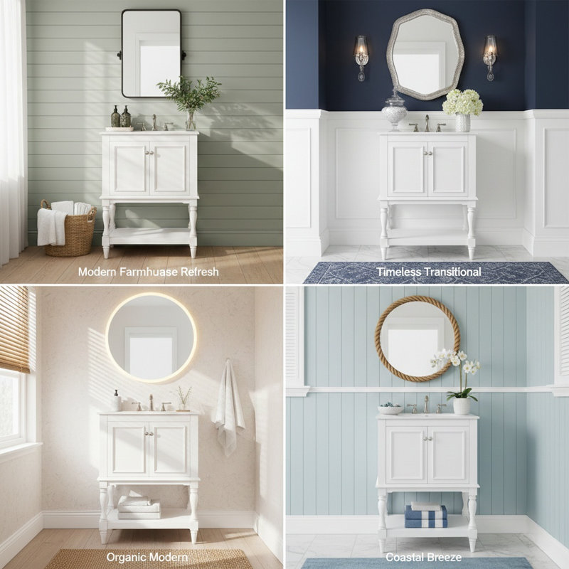 24-Inch Small Space Zoey With Sink, Compact Luxury Cabinet With 1 Door And Open Storage, Retro Inspired Design