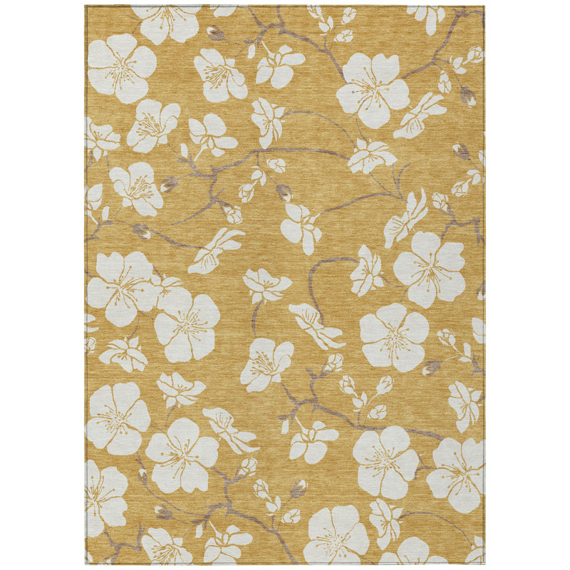 Ensa Gold Washable Indoor-Outdoor Rug - , 10' x 14'