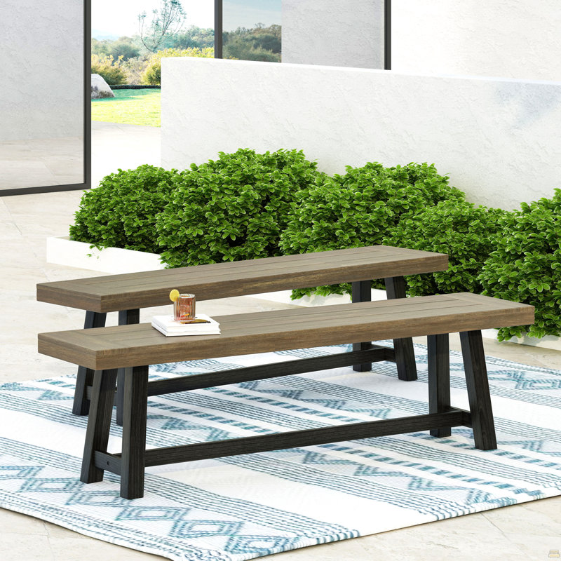 Acacia Outdoor Bench,Set Of 2