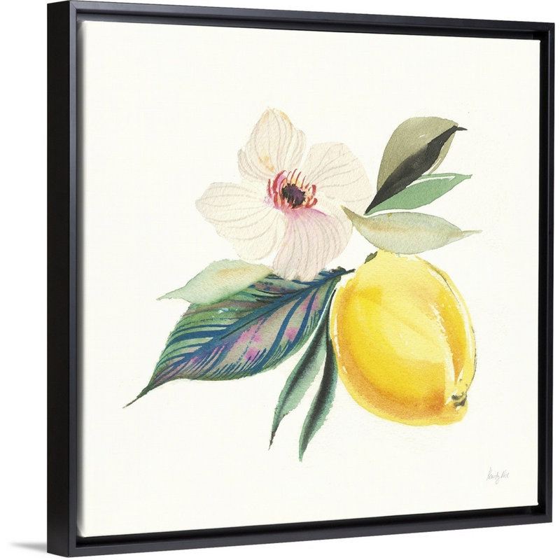 Reproduction d’art sur toile, "Citrus Summer III" par Kristy Rice, H 26 po x l 26 po x P 1,75 po, Cadre flottant noir