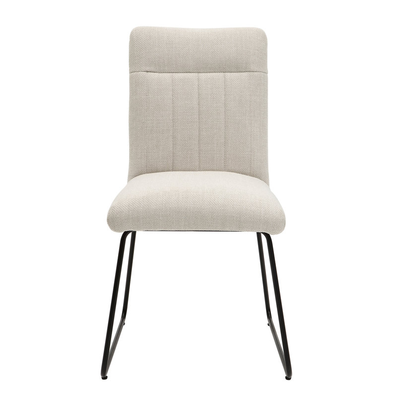 Chaises d'appoint modernes, tissu texturé beige, pieds en métal noir, 2 pièces pour les meubles de salle à manger