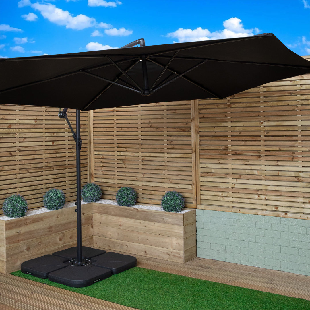 Gillian 3M Cantilever Banana Garden Parasol With Crank Handle And Parasol Base Weights Included