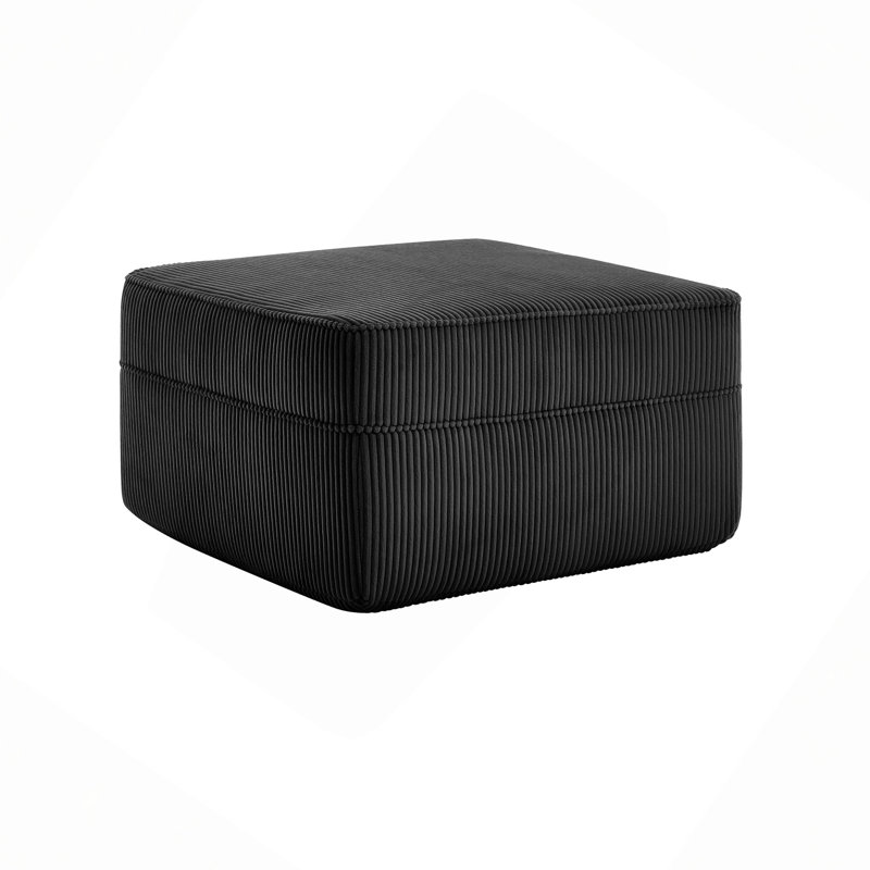 Martha Ottoman Corduroy, Black