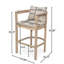 Tabouret de bar d'extérieur en bois au fini blanc clair avec coussin beige, ensemble de 2-973075205