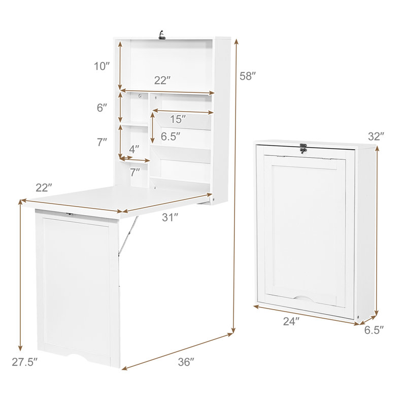 Bureau flottant rectangulaire l 37,5 po Fadak, Blanc