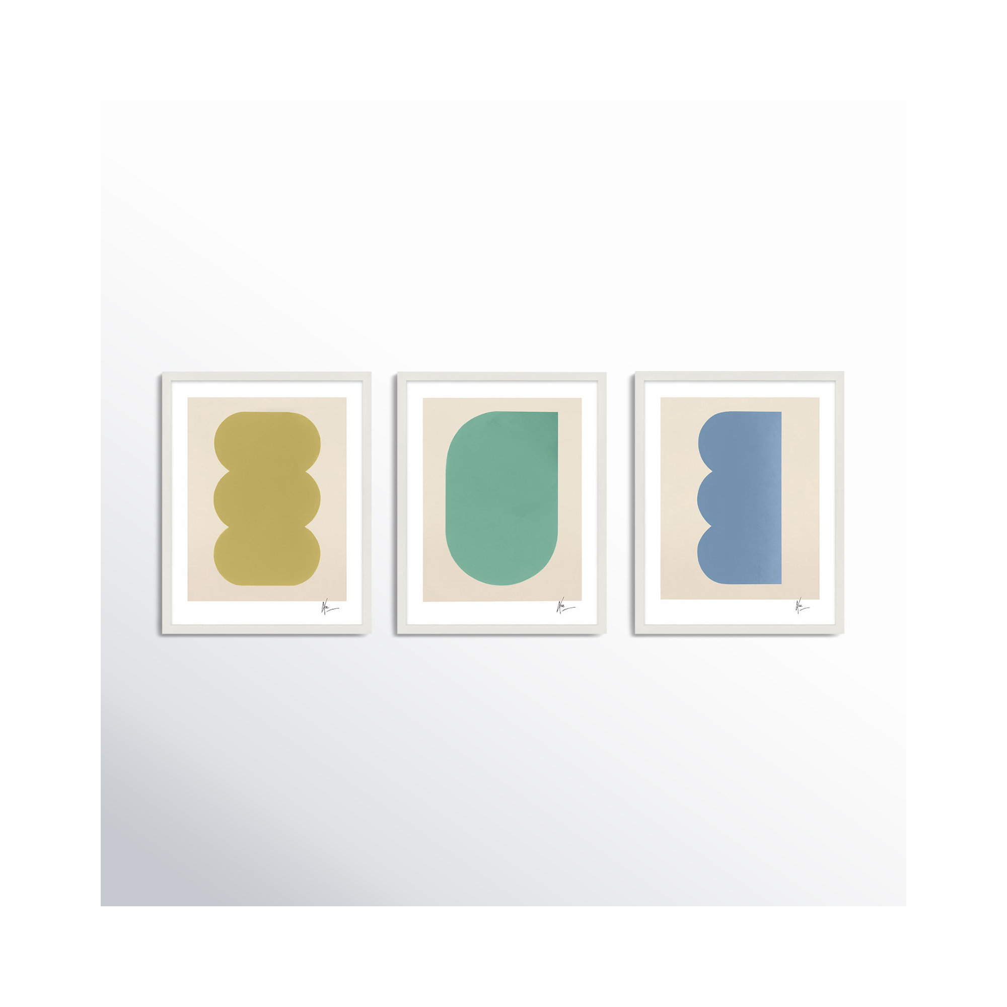 Keyhole 4-6. Set Of 3 by Lee Lessem, White Framed, 25" H x 20" W x 1.25" D