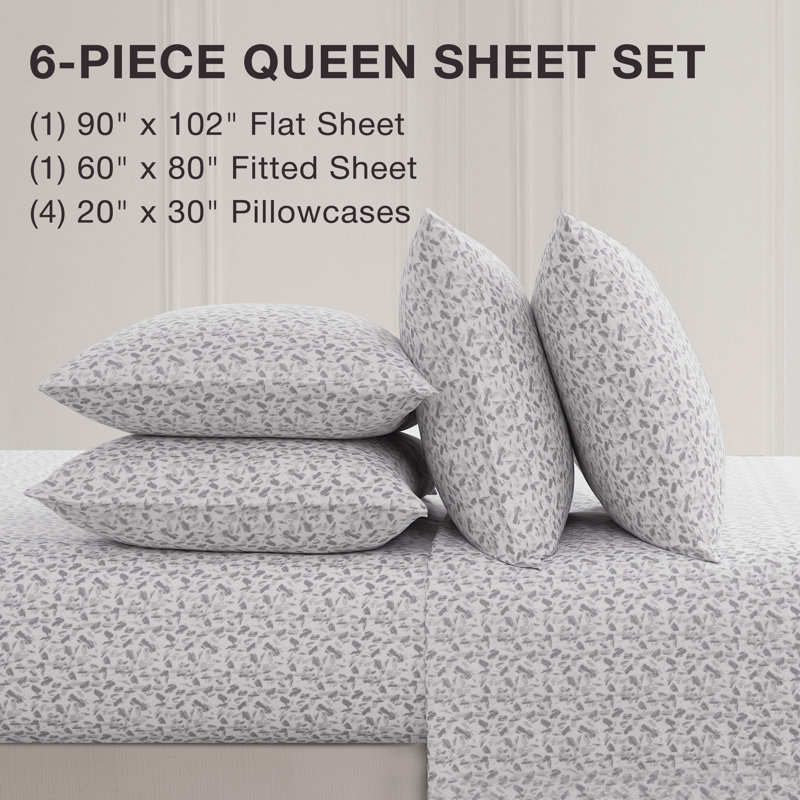 BCBG Microfiber Sheet Sets with Extra Pillowcases, Queen, Quinsley-Alloy Gray