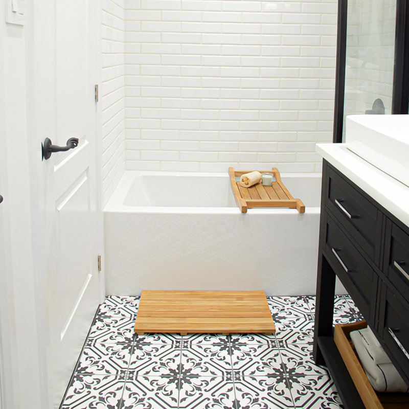 Natural Teak Wood 26" x 16" Shower Mat