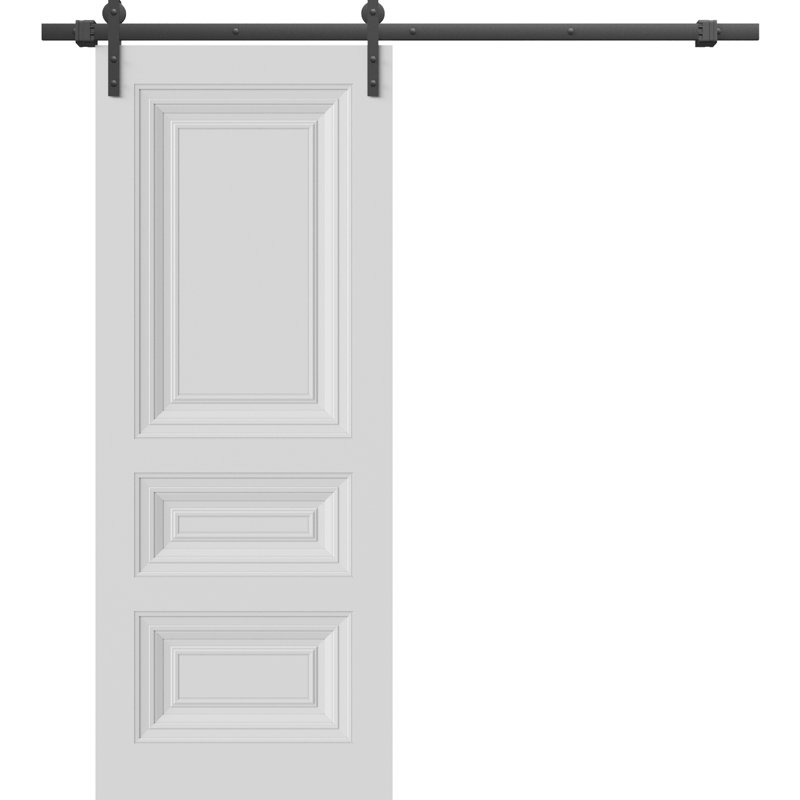 Porte de grange | Blanc ESSENTIEL 1233 | Ensemble de quincaillerie lourde pour rails | Portes intérieures solides