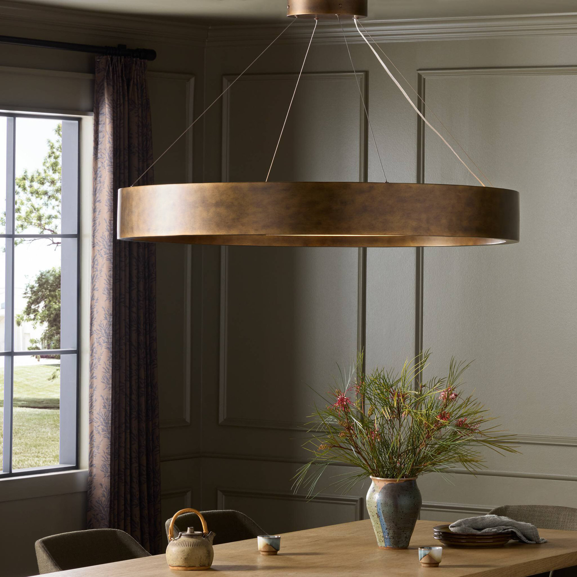 Lottie Single - Light Chandelier, Burnished Brass Aluminum, 25" H x 48.5" W x 48.5" D