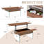 Table basse multifonctionnelle à plateau relevable - Autocollant à grain de couleur foncée, essentiel pour les maisons modernes. Pieds en verre trempé, plateau relevable. Parfaitement adapté aux salons et aux bureaux.-647398878
