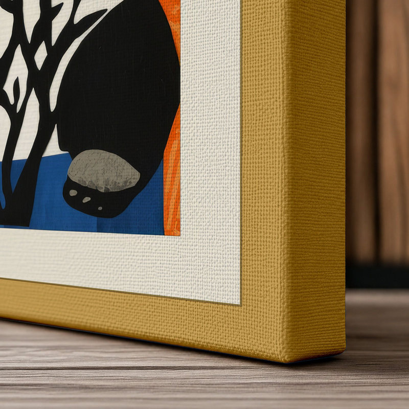 Serene Panda Garden Boho - Wrapped Canvas, 18x12 - 45.7 x 30.5 cm, Ochre Border
