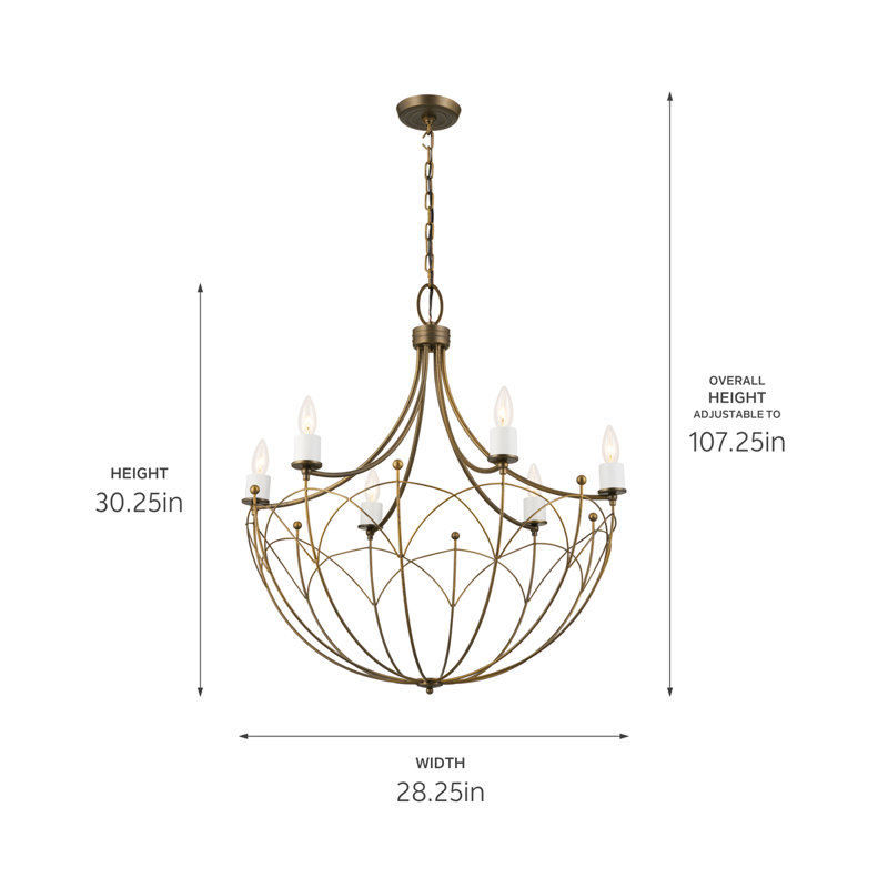 6 - Light Dimmable Empire Chandelier, Character Bronze