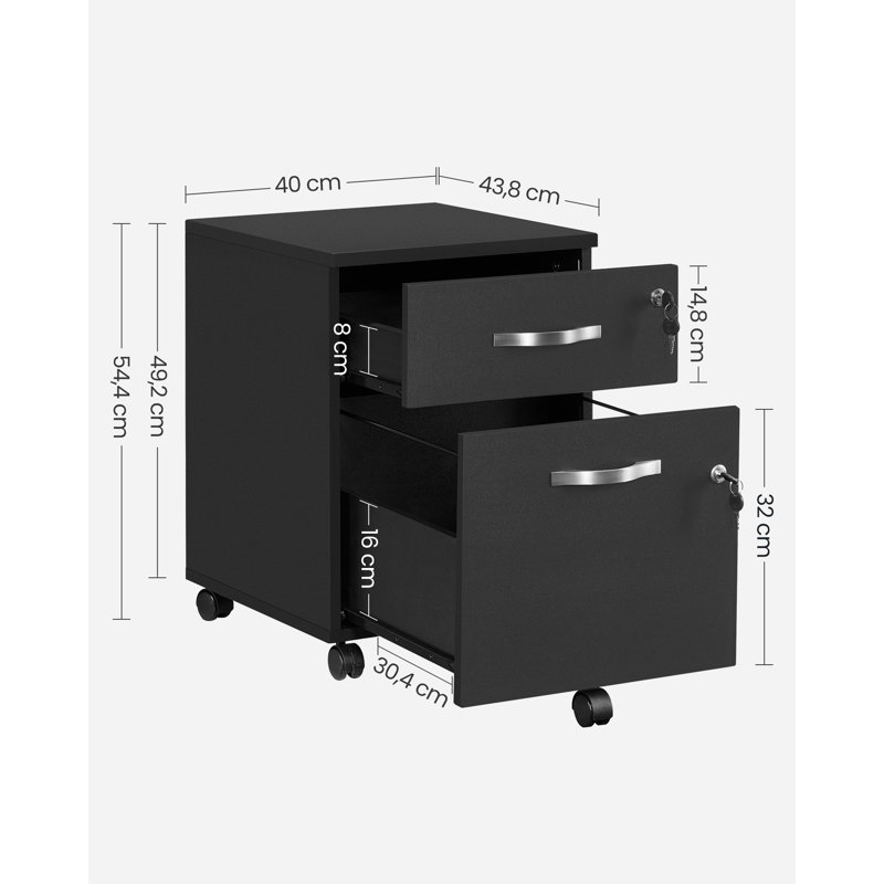 54.4cm Wide 2 -Drawer Mobile File Cabinet