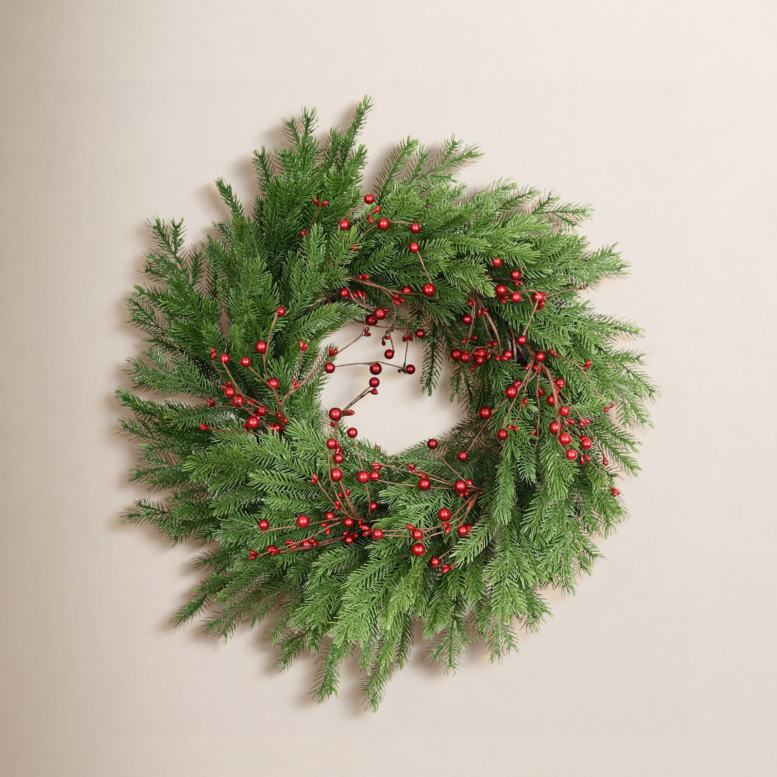 24" Handcrafted Cypress, Berry Christmas Wreath