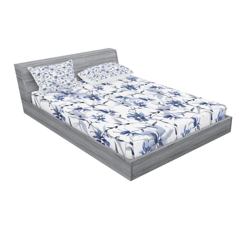 Microfiber Floral Sheet Set, Full Sheet Set with Fitted Sheet